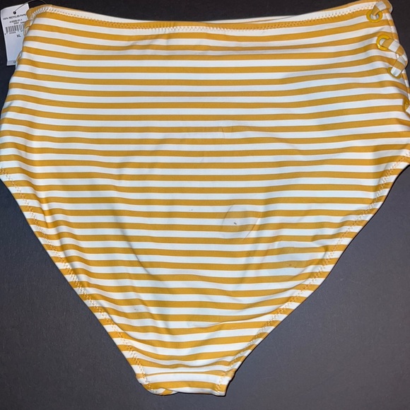 GAP yellow/white nautical striped high waist bottom w/X-peak-a-boo sides-NWT - Picture 5 of 10